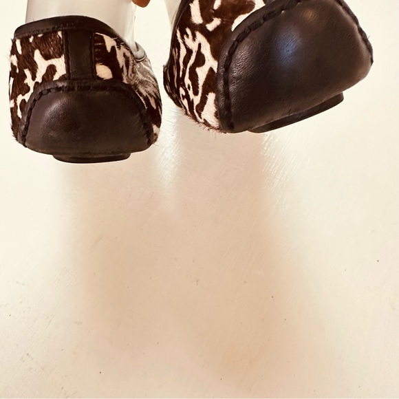 MK LOGO MICHAEL KORS  Animal Print Black White Brown LEATHER FLATS Size 6 M - Picture 5 of 12
